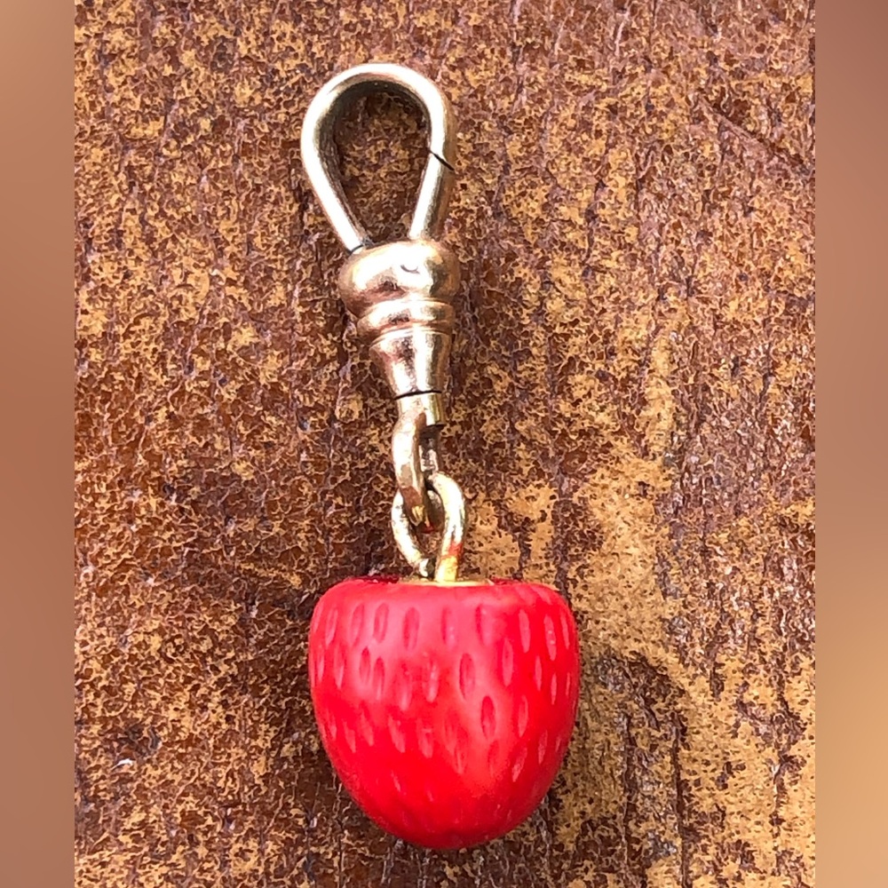 Antique coral strawberry charm